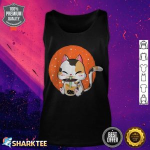 Cat Boba Tea Bubble Tea Kawaii Anime Japanese Neko Girl Teen tank top