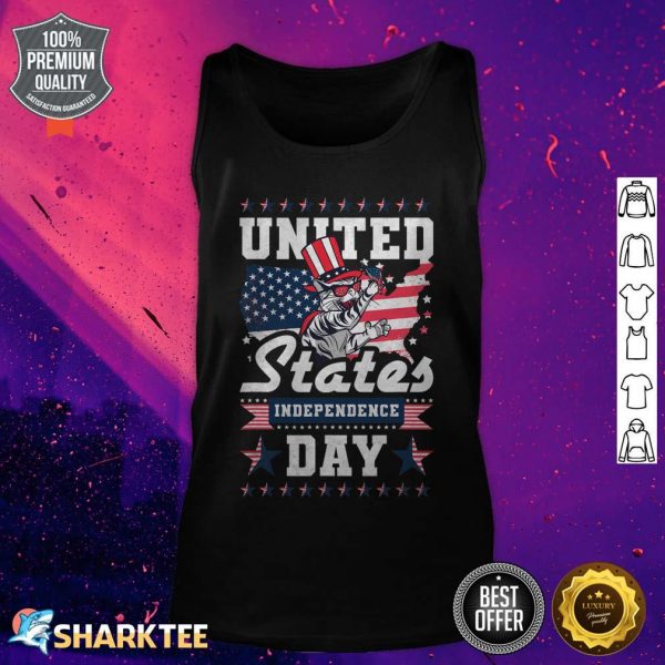 Cat United States Independence Day USA Flag tank top