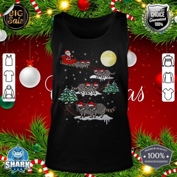 Funny Xmas Lighting Tree Santa Riding Raccoon Christmas Premium tank-top