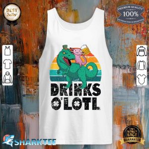 Drinks O'lotl Beer Axolotl Riding Dinosaur Funny St Patricks Premium tank top