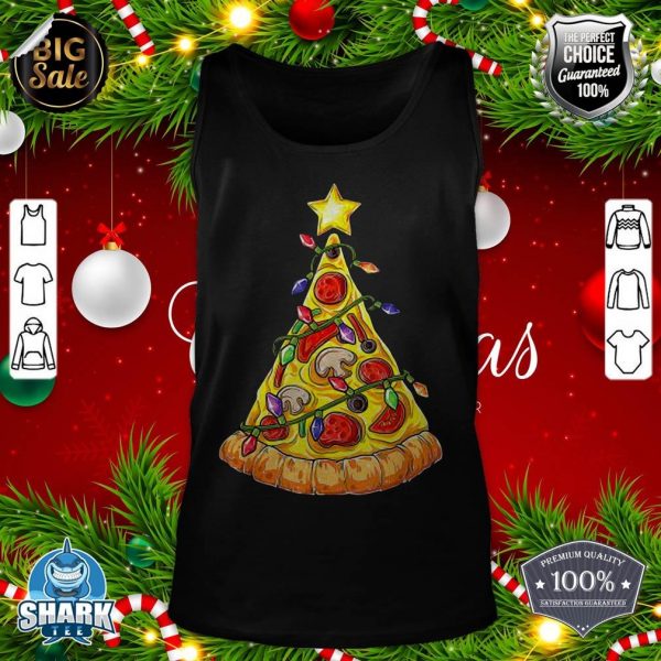 Pizza Christmas Tree Lights Xmas Boys Men Crustmas Pepperoni tank-top