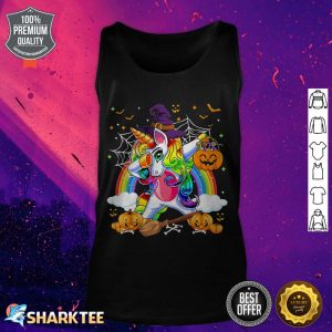 Cute Halloween Girls Women Witchy Dabbing Unicorn Halloween tank top