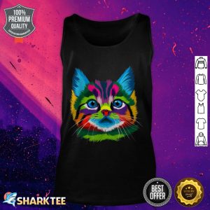 Cute Kitten Face Art for Cat Lovers Colorful Kitty Adoption tank top