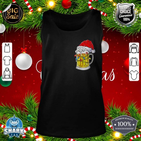 Cup Beer Santa Hat Christmas Light Beer Lover Christmas tank-top