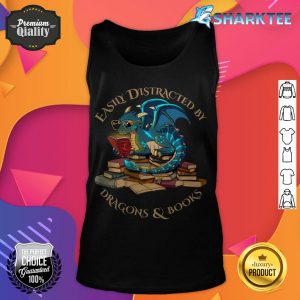 Easily Distracted By Dragons And Books Gift Nerd Dragon tank top