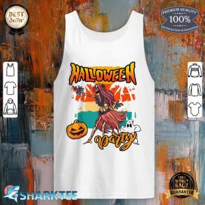 Halloween Party On Sunset Beach Skeleton Pumpkin tank top