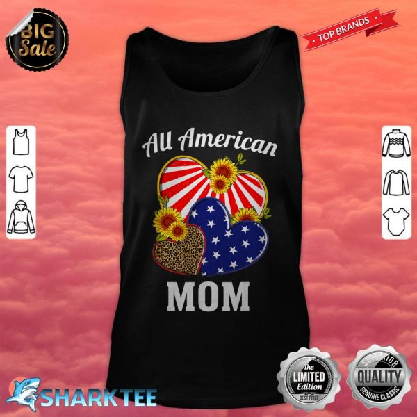 All American Mom Heart Leopard Independenc Day tank top