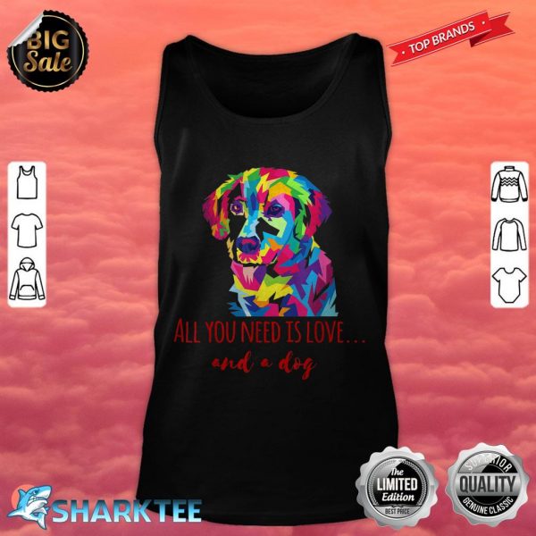 All You Need Is Love Multicolor Dog Head Illustration tank top