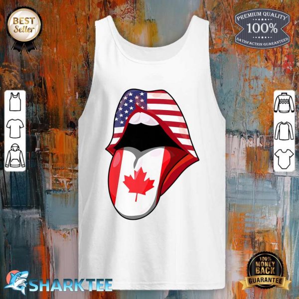 American Canadian Flag Lips Valentines Day USA tank top