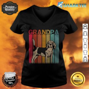 Beagle Dog Retro Style Vintage Grandpa Graphic Fathers Day v-neck