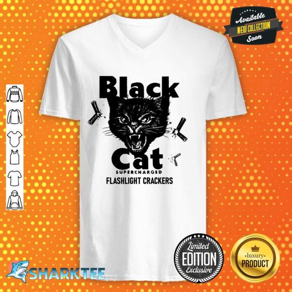 Black Cat Firecrackers Fan Suprercharged Flashlight Crackers v-neck