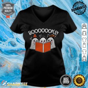 Boooks Lazy DIY Halloween Teacher Shirt Funny Ghost Reading v-neck