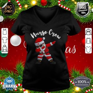 Christmas Dabbing Santa Claus Scrub Nurse Crew Stethoscope v-neck