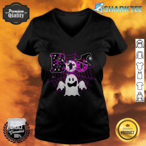 Breast Cancer Boo Support October Pink Ribbon Halloween v-neck