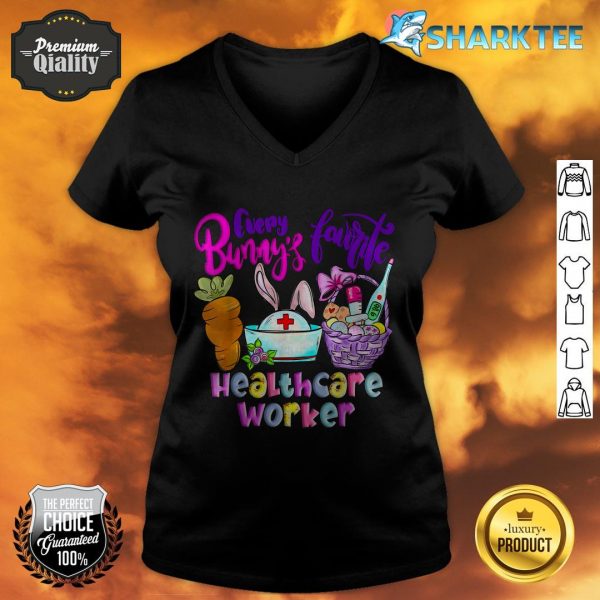Bunny Nurse Stethoscope Scrub Happy Easter Day Nurses Women v-neck
