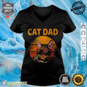 Cat Dad Retro Style Fathers Day Men Cat Distressed Vintage v-neck
