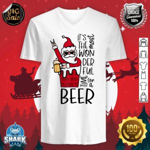 Funny Santa It's The Most Wonderful Time For A Beer Xmas v-neck