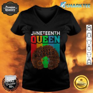 Celebrate Juneteenth Messy Bun Black Women Queen v-neck
