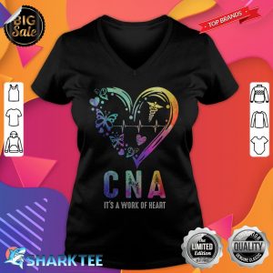 CNA Its A Work Of Heart Butterflies Heartbeat Caduceus v-neck
