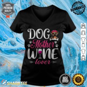Cute Dog Mother Wine Lover Boxer Dog Mothers Day v-neck