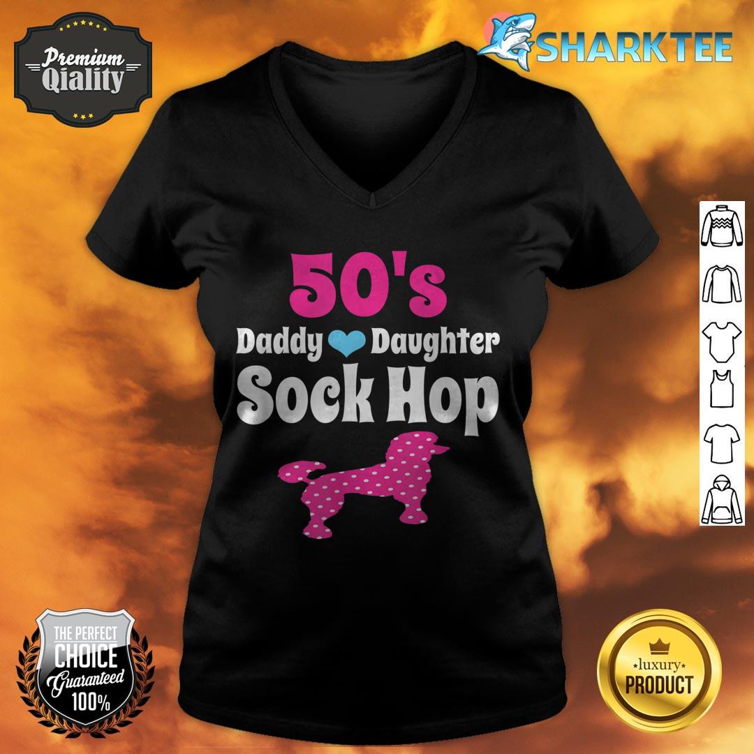 Daddy Daughter Dance 1950s Sock Hop Pink Poodle v-neck