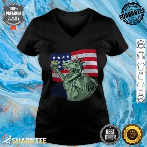 4th Of July T Rex Statue Of Liberty Independence v-neck