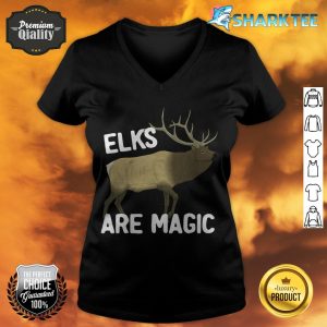 Elk Shirt Elks Are Magic Funny Wapiti v-neck