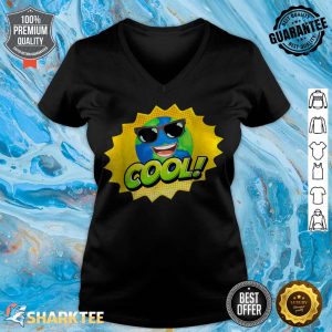 Earth Day Cool Earth With Sunglasses Vintage v-neck