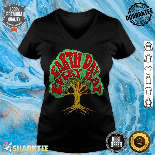 Earth Day Every Day Vintage Hippie Tree Hugger 80s Nature v-neck