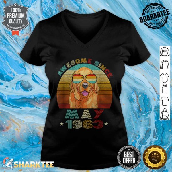 59th Birthday Love Golden Retrievers 59 Years Since May 1963 v-neck