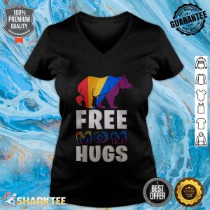 Free Mom Hugs LGBT Pride Mama Bear Retro v-neck