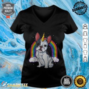 French Bulldog Unicorn Shirt Girls Space Galaxy Frenchicorn v-neck