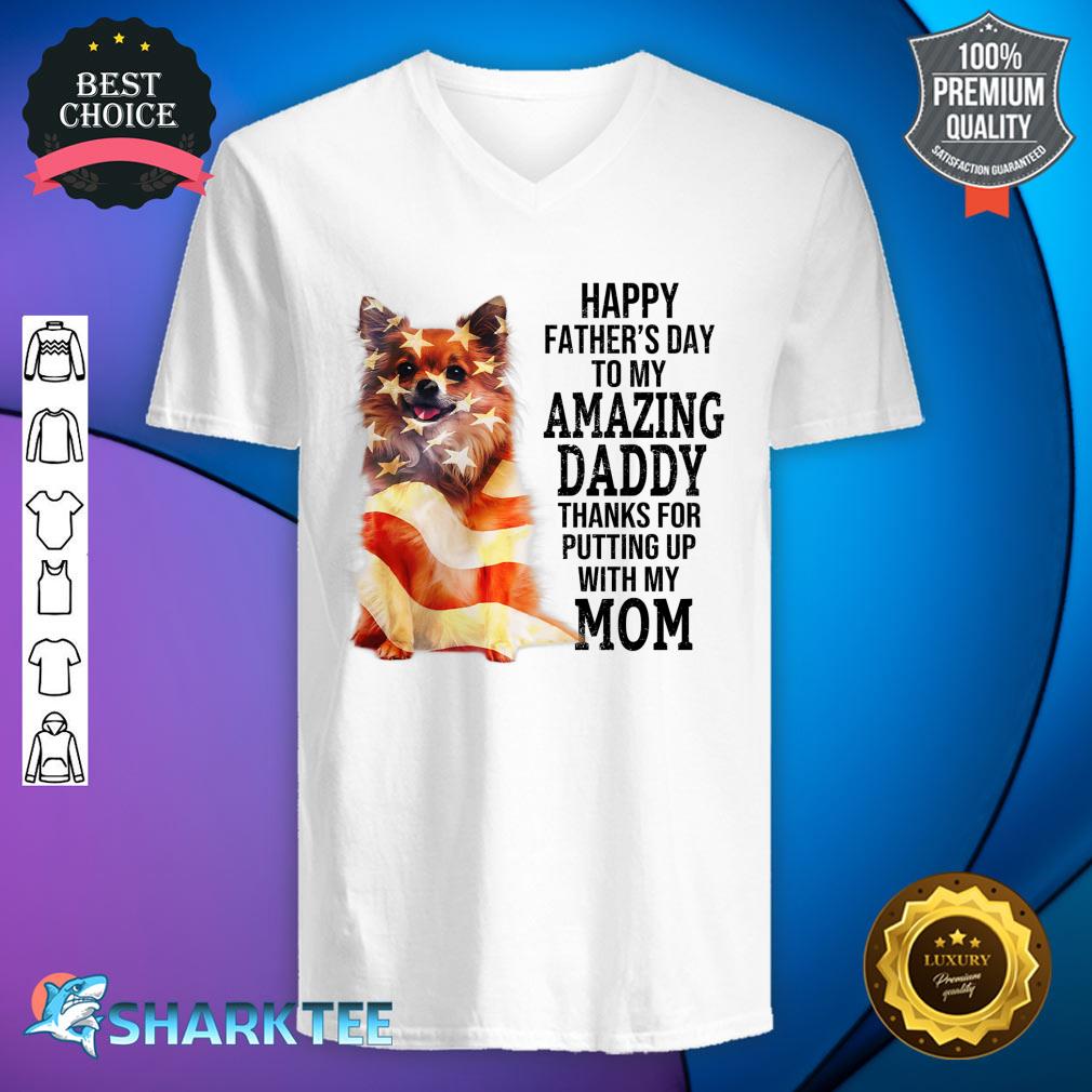 Happy Fathers Day To My Amazing Dad Chihuahua Dog Lovers Premium v-neck