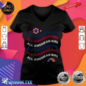 All American Girl 4th July USA Flag v-neck