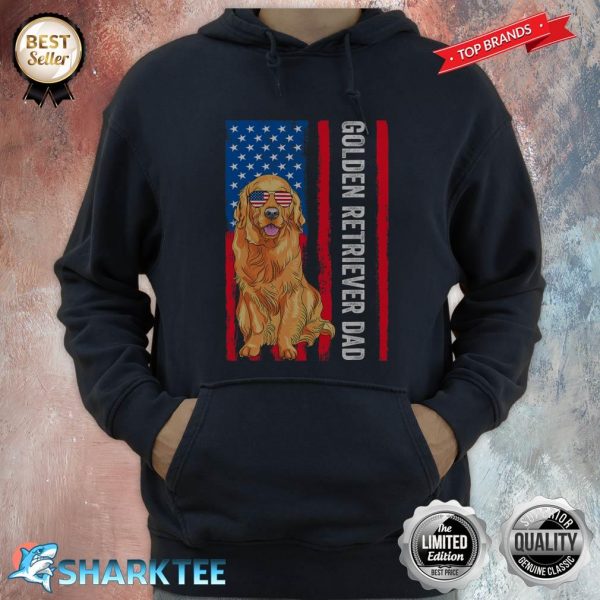 Golden Retriever Dad Dog Lover USA Flag Hoodie