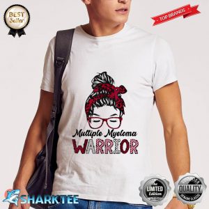 Multiple Myeloma Awareness Warrior Messy Bun Hair Glasses Shirt