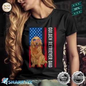 Golden Retriever Dad Dog Lover USA Flag Shirt