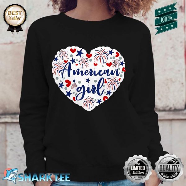 Heart American Girl Patriot 4th Of July Sweatshirt