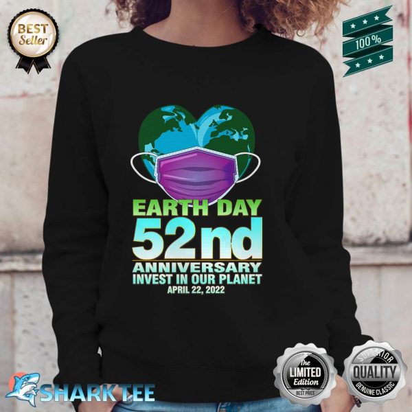 Heart Shape Earth with Mask Earth Day Premium Sweatshirt