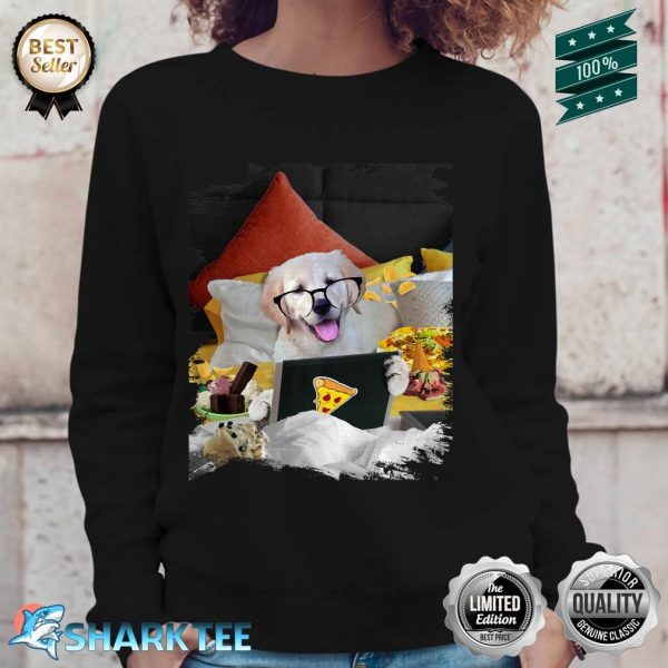 Golden Retriever Dog Bed Laptop Ice Cream Nachos Glasses Premium Sweatshirt
