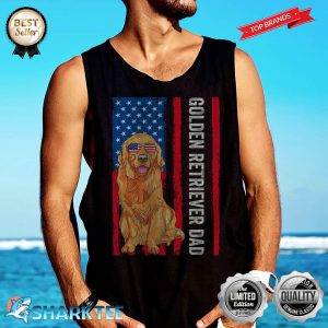 Golden Retriever Dad Dog Lover USA Flag Tank-top