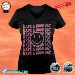 Have A Good Day Retro Smiley Face Aesthetic V-neck