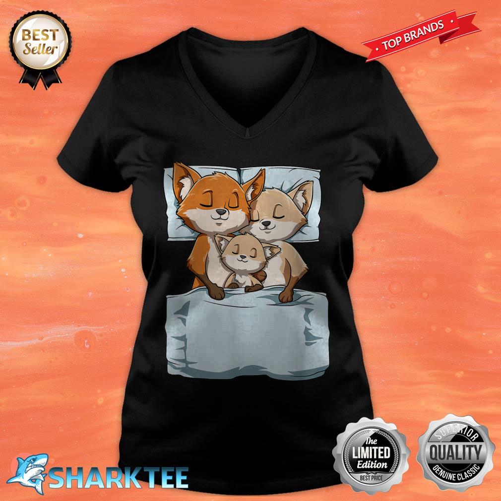 Cute Sleeping Fox Family This Is My Official Napping V-neck