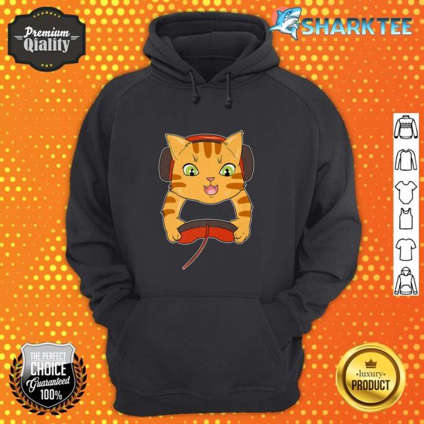 Funny Gaming Gifts Cat Video Game Controller Gifts Premium hoodie