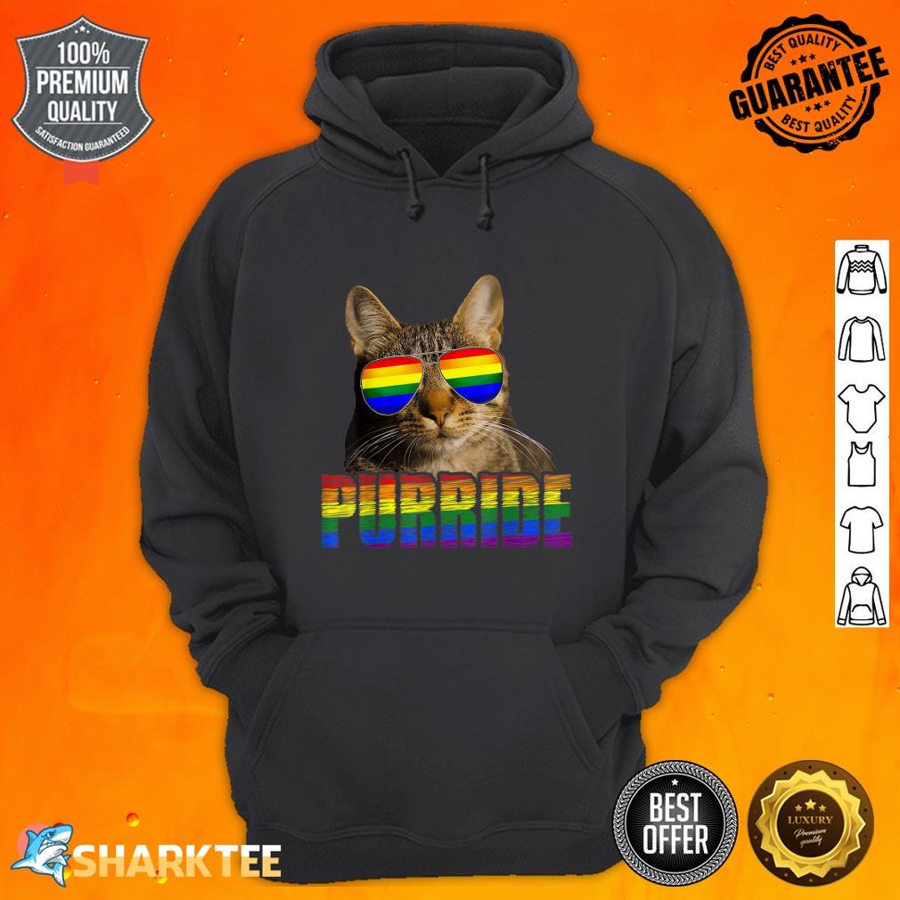 Funny Cat Gay Pride Rainbow Sunglasses LGBTQ hoodie