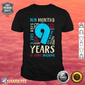 9th Birthday Gifts Son Daughter Nine 9 Year Old Boys Girls shirt