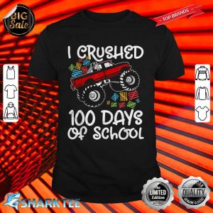 Cute Monster Truck Happy 100th Day Of School Boys Kids shirt