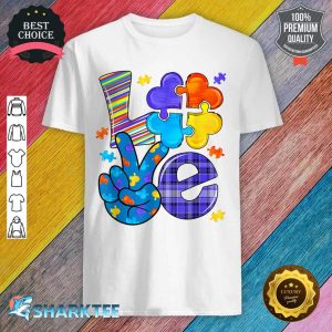 Autism Awareness Love Letter Cute Heart Puzzle Mom Dad shirt