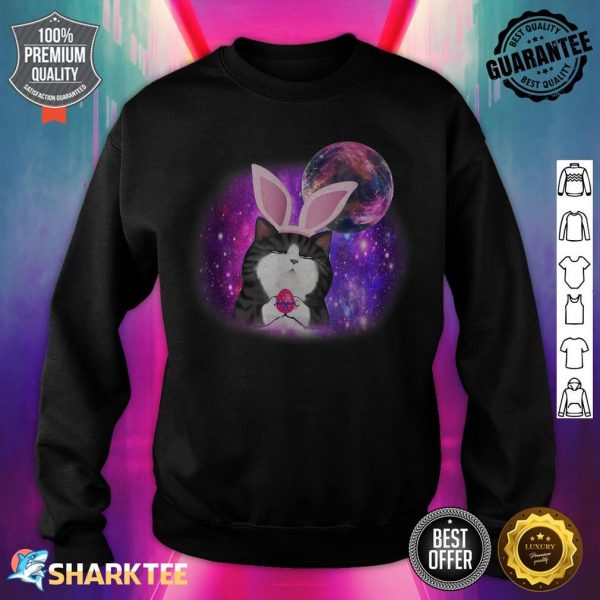 Funny Cat Easter Day Cute Mew Mew With Galaxy Happy Rabbit sweatshirt