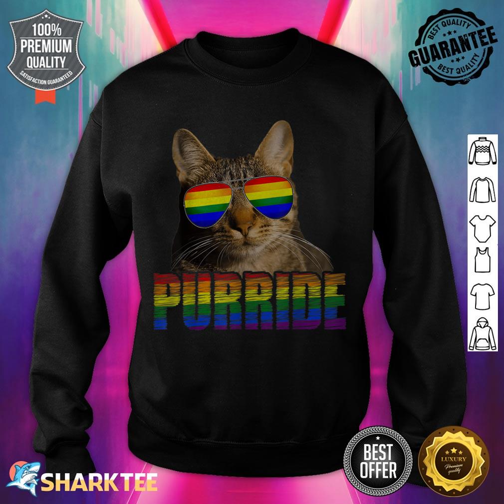 Funny Cat Gay Pride Rainbow Sunglasses LGBTQ sweatshirt